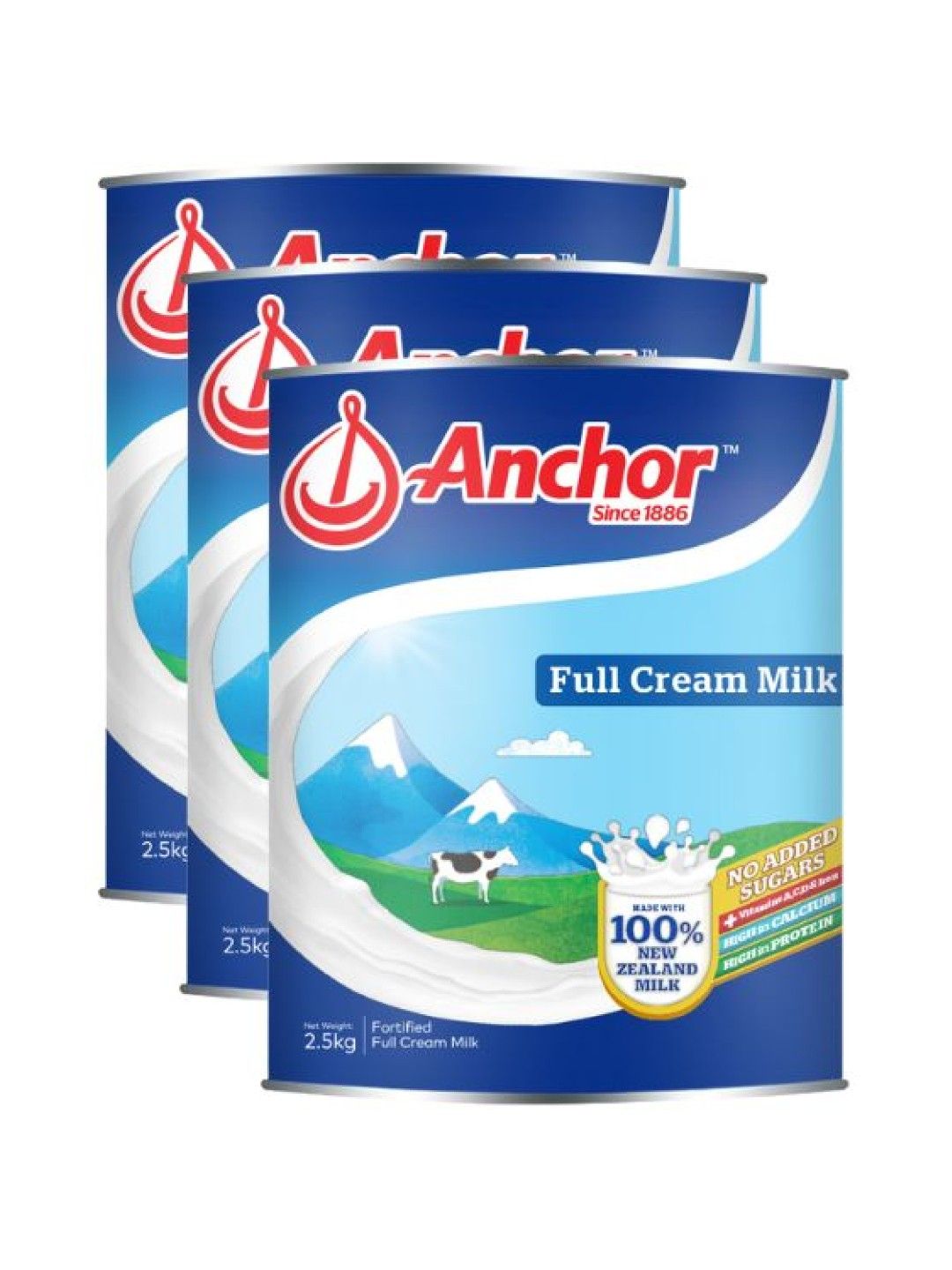 Anchor Full Cream Milk Powder Plain (2.5kg) Bundle edamama